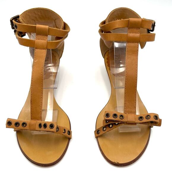 NEW - Red Valentino sandals eyelet bow double buckle closure sz 39.5 cognac tan main image 13